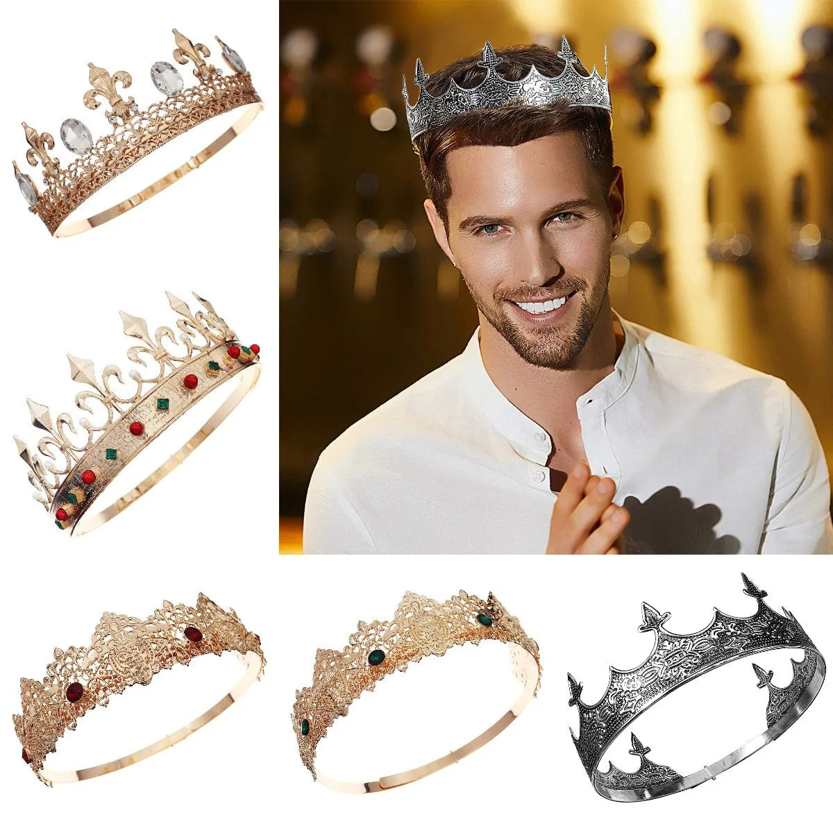 Embrace Regal Splendor: Royal King & Queen Metal Crowns and Tiaras for ...