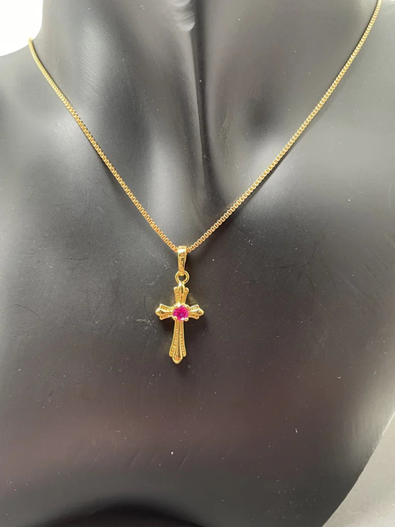 Radiate Divine Elegance: Cross Pendant Necklace! Perfect Gift for Baptism, Confirmation, and Religious Occasions!